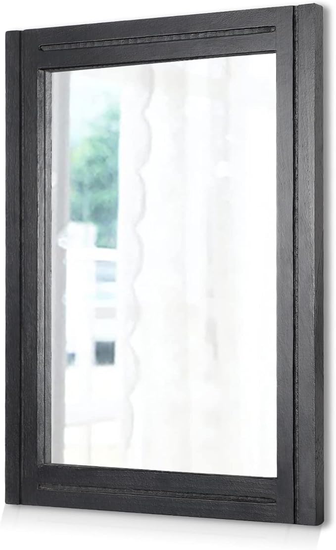 AAZZKANG Large Mirrors for Wall Black 28"x20" Rectangle Wood Framed Mirror Decorative Wall Mirror for Bedroom Living Room