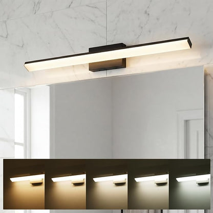 mirrea 36in 5CCT Black LED Vanity Lights for Bathroom Over Mirror | 5 color temperatures,Adjustable light angle,ETL listed,Dimmable,Bathroom lighting fixtures,Eye-friendly,Frosted acrylic shade