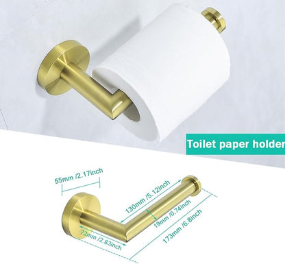 Towel Bar Set 4-Pieces Brushed Gold Bathroom Hardware Set, 18 Inch Stainless Steel Towel Rack Kit,Towel Rod Coat Hook and Toilet Paper Holder Wall Mounted Bathroom Accessories Set