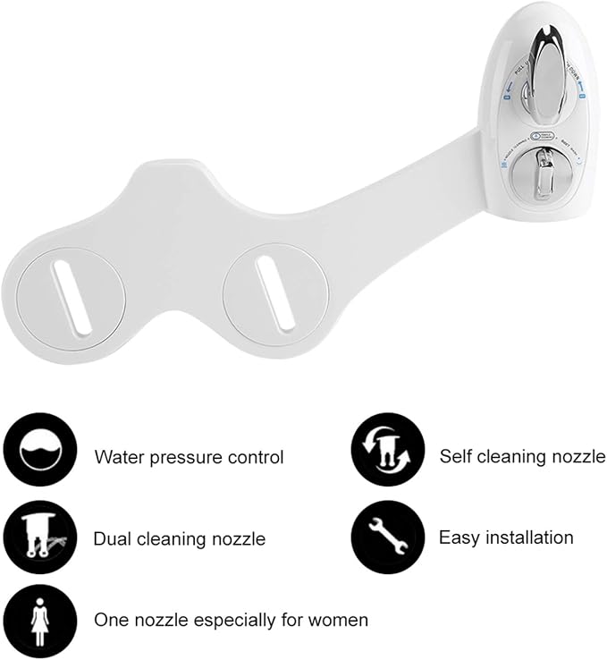 Bidet Attachment for Toilet Seat, Fresh Water Bidet Attachment Adjustable Water Pressure, Rear and Feminine Wash Self-Cleaning Attachment