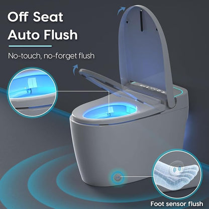 Glendan Smart Toilet Auto Flush: Off Seat Dual Flush One Piece Toilet, Elongated Heated Toilet Seat, Electric Toilets for Bathroom with Night Light, Remote, Pre Wet, Soft Close Seat&Lid, ADA Height