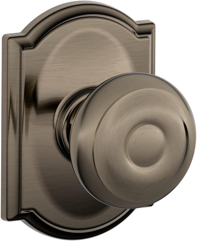 SCHLAGE F10 GEO 620 CAM Camelot Collection Georgian Passage Knob, Antique Pewter