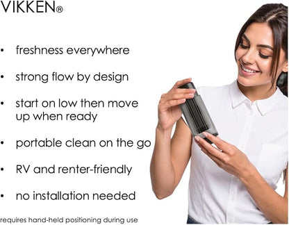 VIKKEN® Go+ Portable Travel Bidet Rechargeable, 300ml+250ml Classic | Handheld personal hygiene water jet, men and women; 3 pressure modes, long-press stop; 2 bottles, carry bag