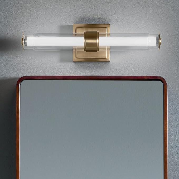 Kichler Laurene LED Bath Bar Light, Champagne Bronze | Linear vanity light with clear glass for bathroom mirrors (18.5" x 5"), 55237CPZLED