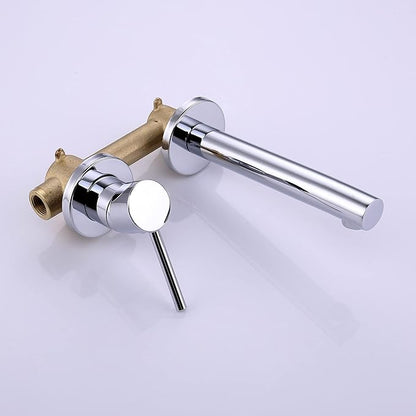 sumerain Single Handle Left-Handed Wall Mount Bathroom Faucet in Chrome