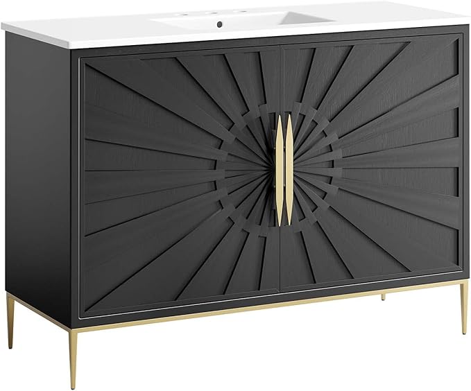 Modway Awaken Bathroom Vanity Cabinet, 48", White Black