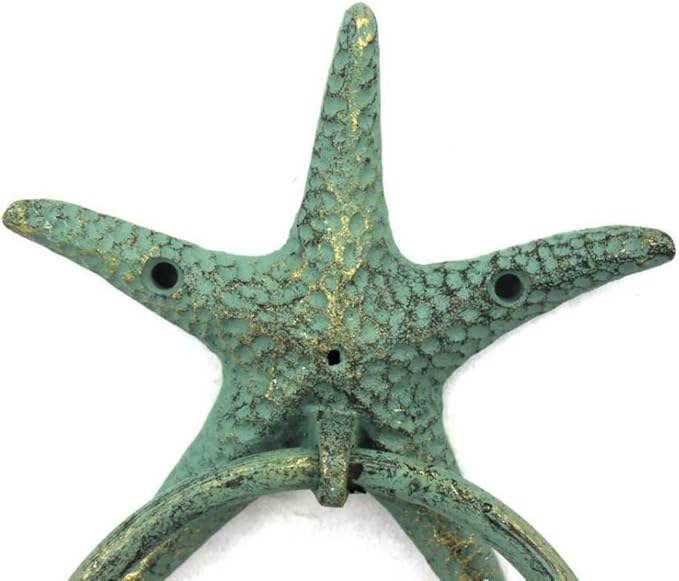 Antique Bronze Cast Iron Starfish Towel Holder 8.5 Inch - Starfish Decoration - Sea Home Decor