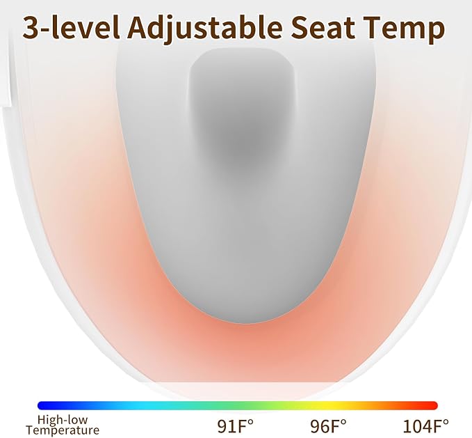 Bidet Toilet Seat with Side Controls, Instant Warm Water, Heated Seat, Warm Air Dryer, Self-Cleaning Stainless Steel Nozzles, Night Light, Soft Closed Lid, Requires Electricity, Elongated