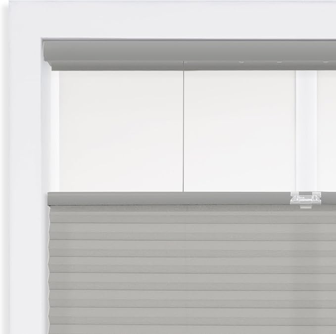 DEZ FURNISHINGS Cordless 1" Light Filtering Top Down Bottom Up Cellular Shade, 56"W x 72"H, Gray Cloud