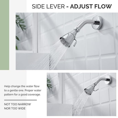 Angle Simple Shower Head High Pressure, Brass Shower Sprayer, G 1/2, Chrome | High Flow Rinsing, Swivel Joint to Change Position, Adjustable Lever for Gentle Stream, Ideal for Bathroom or Outdoor