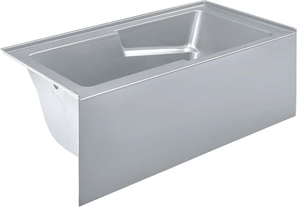 Voltaire 60" x 32" Left-Hand Drain Alcove Bathtub with Apron and Armrest in Matte Gray