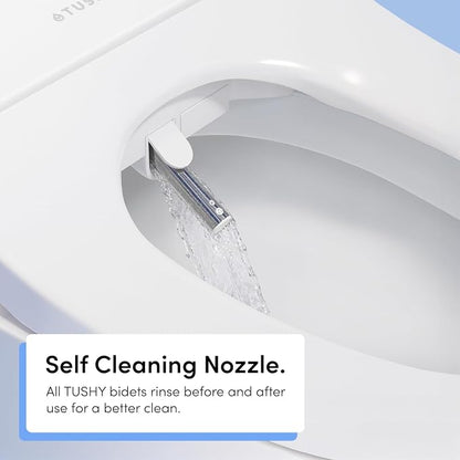 TUSHY Fresh Dual Nozzle Cool Water Bidet, Matte Silver Knob | Ultra Slim Toilet Seat Attachment, Non-Electric, 180° Front and Rear Wash, Self-Cleaning, 10 Minute DIY Install