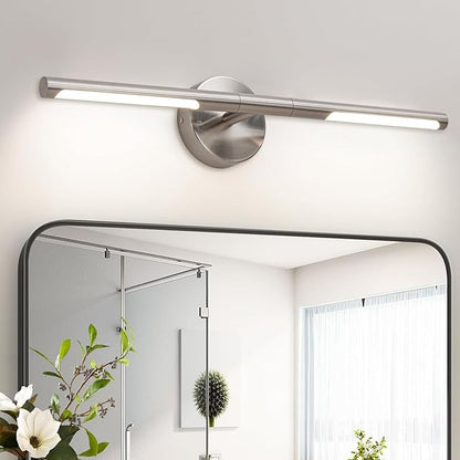 Brushed Nickel Bathroom Light Fixtures Over Mirror 24 Inch, 18W 360° Rotatable Dimmable 4000K LED Vanity Light Bar, Modern Vanity Lights Above Mirror, Led Bathroom Lighting