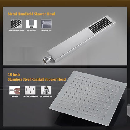 All Metal 12" Rainfall Shower Head with Handheld Spray Combo, High Pressure Rain Shower Heads with Adjustable Extension Arm, Wide Dual Waterfall Showerhead, Extra Long Shower Hose - Polished Chrome
