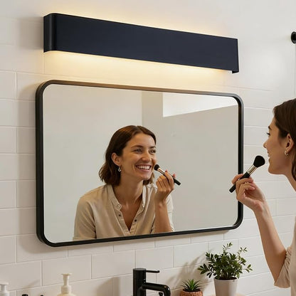2 Pack 32.6in LED Bathroom Vanity Light, 32W Hardwired Fixture | 5 CCT Adjustable 3000K-6500K. Modern Black Wall Mounted Bathroom Light Fixture. Vanity Lights for Bathroom Over Mirror.