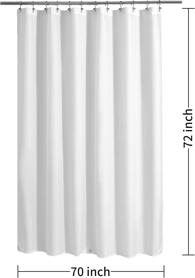 ALYVIA SPRING Waterproof Fabric Shower Curtain or Liner White, 70x72 | 3 Magnets, Soft Cloth & Hotel Quality, Machine Washable, Light-Weight, Standard Size
