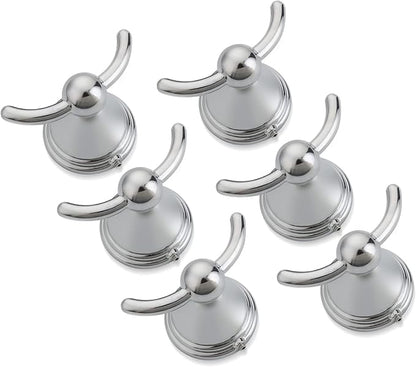 FILTA Bathroom Towel Hooks, Polished Chrome Robe & Towel Hooks for Wall Mounted, Traditional Towel and Robe Hooks for Hanging Towels, Bath Towel Holder for Shower(6 Pack)