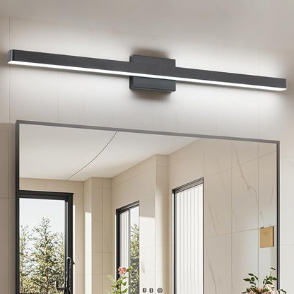 LED Modern Bathroom Vanity Light Fixtures (40-Inch, Cool White 6000K), Modern Acrylic Bathroom Wall Lighting Fixtures for Bathroom Over Mirror, Matte Black
