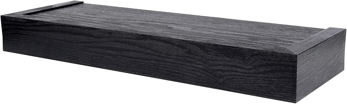HIGH & MIGHTY 515602 Modern 18" Floating Shelf Holds up to 15lbs, Easy Tool-Free Dry Wall Installation, Flat, Retail Packaging, Black