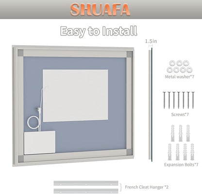 LED Mirror for Bathroom, 44x36 Inch Backlit + Front Lighted Bathroom Vanity Mirror with Lights for Wall, Double Light Strips, 3 Colors, Shatter-Proof, Anti-Fog and Brightness Memory