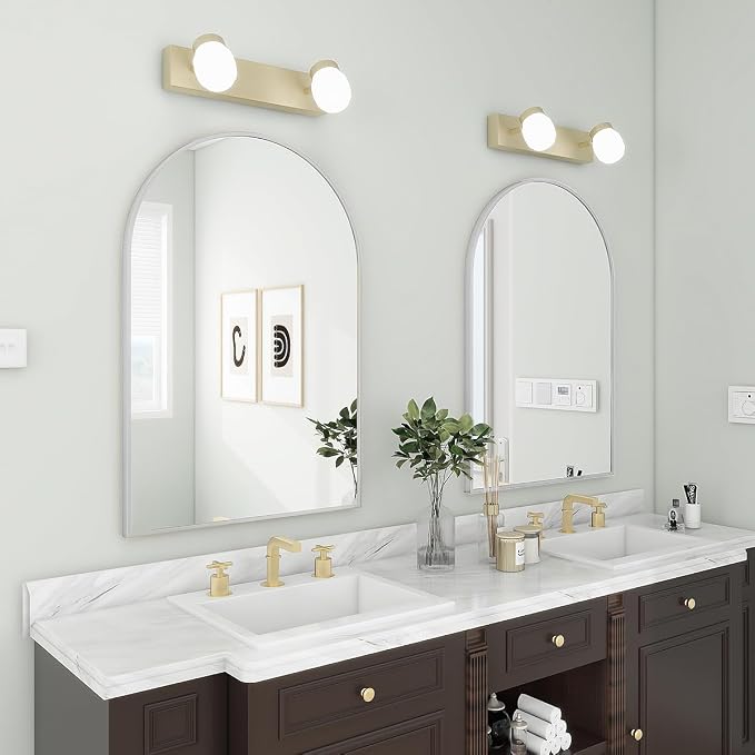 BEAUTYPEAK 20"x30" Arch Bathroom Wall Mirror, Silver | Wall Mounted Vanity Metal Frame Mirror for Bedroom, Entryway, Living Room, Fireplace