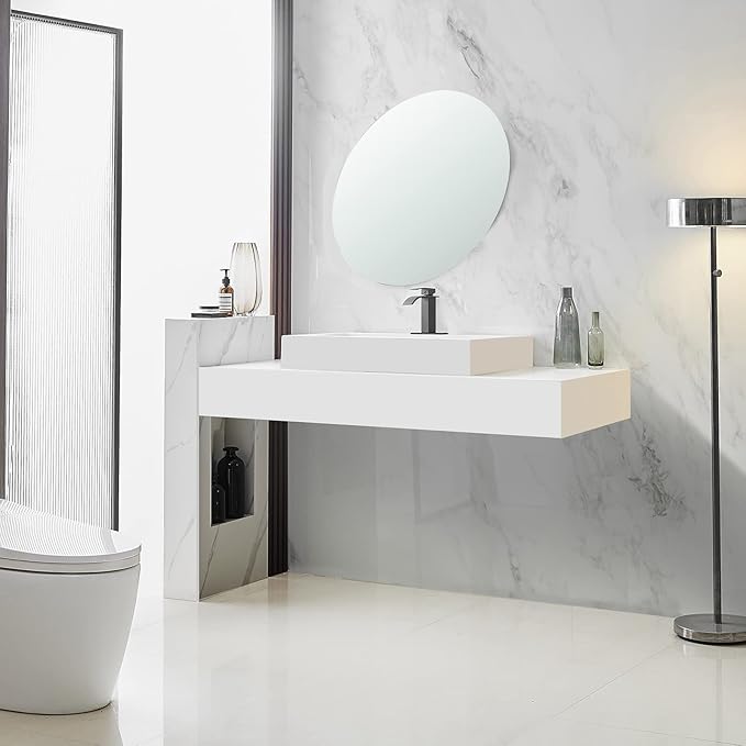BWE Matte Black Bathroom Faucet Modern Waterfall Single Hole Faucet for Bathroom Sink Single Handle with Pop Up Drain with Overflow Assembly and Supply Line Lavatory Bath Faucet