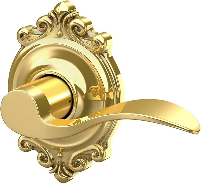 SCHLAGE Accent Lever with Brookshire Trim Hall and Closet Lock in Bright Brass