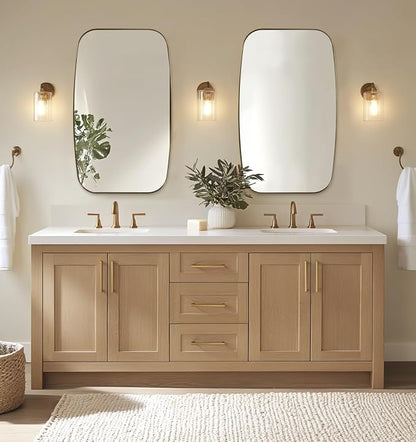 24x40” Gold Bathroom Mirror, Oblong Brass Mirror with Stainless Steel Metal Frame, Brushed Gold Oval Vanity Mirror for Over Sink, Modern Anti Rust Wall Mounted