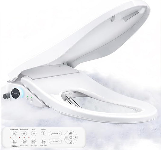 iliD Bidet Toilet Seat, Foam Shield Bidet Seat, Heated Toilet Seat Elongated, Instant Warm Water & Dryer, Front Wash & Rear Wash, User Mode, Remote Control, Self-Clean Nozzle, ECO Silent Night Child
