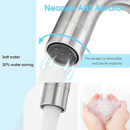 CREA Bar Sink Faucet, Bathroom Kitchen Faucet Brushed Nickel Pre Wet Small Mini Kitchen Bath Utility Marine Faucet Single Hole Stainless Steel Farmhouse Vanity Lavatory Faucets Outdoor