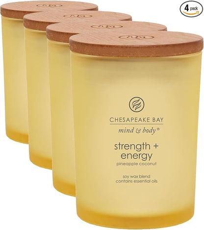 Chesapeake Bay Candle Scented Candle Strength + Energy (Pineapple Coconut) Medium Home Décor, 8.8oz (Pack of 4)
