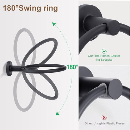Matte Black Bathroom Hardware Accessories Set 4 Pieces,Towel Bar Set Stainless Steel Wall Mounted, Includes 24 in Hand Towel Bar, Towel Ring, Toilet Paper Holder, Bathroom Towel Rack Set