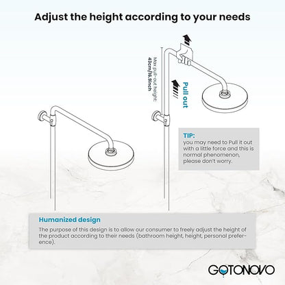 gotonovo Antique Brass Shower System 8 Inch Rainfall Shower Head Handheld Spray Double Cross Handle Bathroom Shower Faucet Wall Mount
