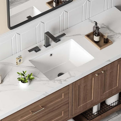 16in Undermount Bathroom Sink Rectangular, 15.7" x11.8" Small Vessel Sink Rectrangle Undermount Bathroom Sink White Ceramic Lavatory Vanity Vessel Sink with Overflow