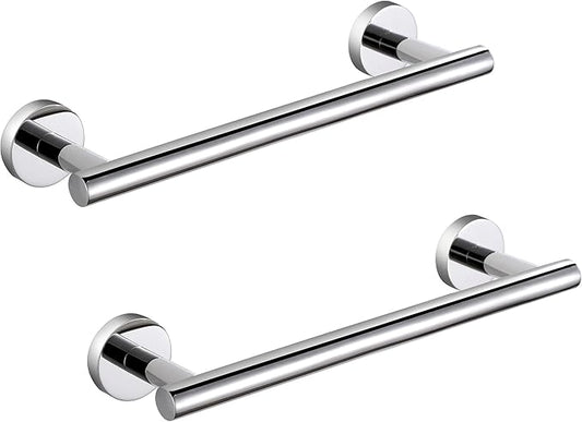 SEIDO 12 Inch Polished Chrome Towel Bar (2-Pack) for Small Spaces, Double Locking Anti-Drop Bathroom Towel Holder, SUS 304 Stainless Steel Towel Rack Wall Mounted, 9.6" Usable Length, Mounting Kit