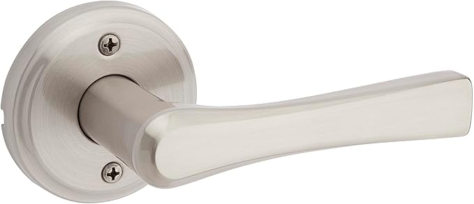 Kwikset Katella Dummy Door Handle, Single Sided Lever for Closets, French Double Doors, and Pantry, Satin Nickel Non-Turning Reversible Interior Push/Pull Lever, with Microban Protection