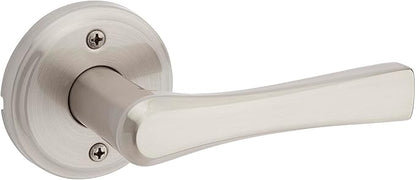 Kwikset Katella Dummy Door Handle, Single Sided Lever for Closets, French Double Doors, and Pantry, Satin Nickel Non-Turning Reversible Interior Push/Pull Lever, with Microban Protection