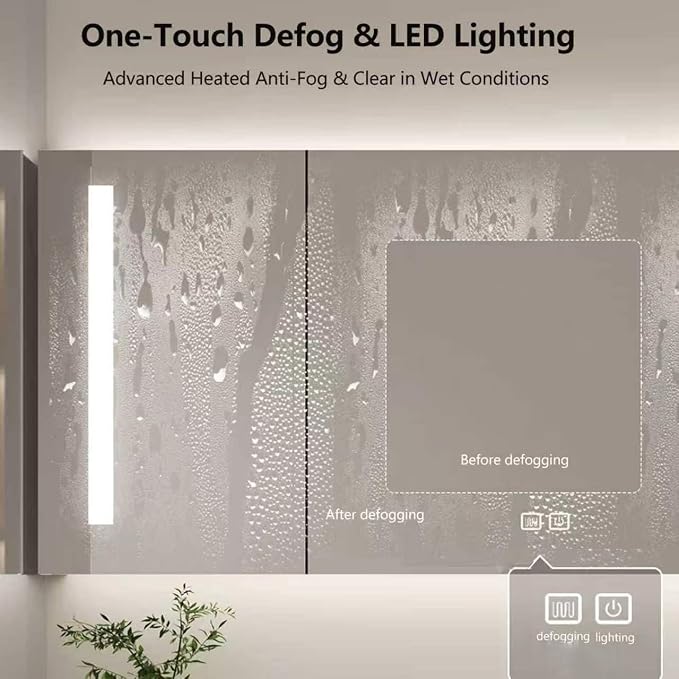 52 Inch Floating Bathroom Vanity with Single Sink, Modern Design, 2 Soft-Close Drawers, with Smart LED Defog Mirror, Wall-Mounted Bath Room Vanities for Large Bathrooms, Fully Pre-Assembled