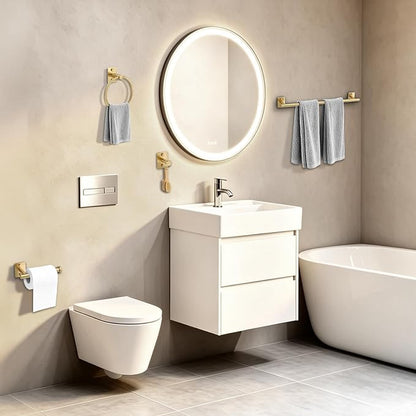 5 Pieces Bathroom Hardware Accessories Set Brushed Gold Towel Bar Set Stainless Steel Towel Racks for Bathroom,Wall-Mounted 23.6 inch