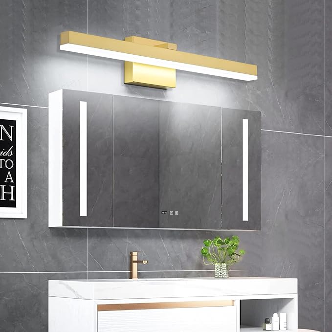 PRESDE 24inch LED Bathroom Vanity Light Modern Gold Bathroom Lights fixtures Over Mirror Dimmable Bath Wall Lighting bar