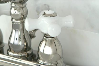 Kingston Brass KB1606PX Heritage 4 in. Centerset Bathroom Faucet, Polished Nickel