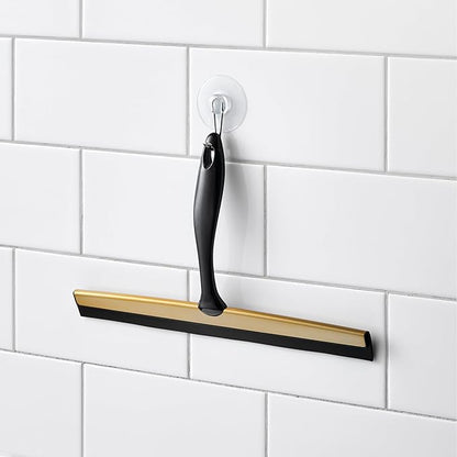 iDesign Bathroom Shower Squeegee with Wall Hook - Black/Soft Brass