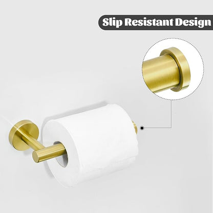 Leyden Toilet Paper Holder Towel Ring Brushed Gold Bathroom Hardware Hand Towel Holder Bathroom Accessories Set Wall Mount Stainless Steel 2 Pieces