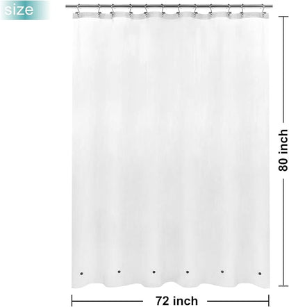 Mrs Awesome Long Shower Curtain Liner with 6 Magnets 72 x 80 inch, Frost | Thick PEVA Heavy Duty,12 Rustproof Grommets, Waterproof Frosted Shower Curtain Plastic 72x80 for Bathroom Long Size