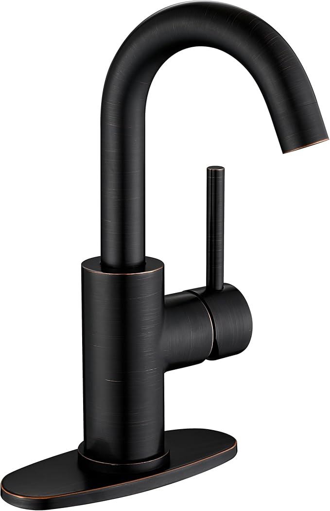 Wet Bar Sink Faucet, Lead-Free Single Handle Prep Sink Faucet, Stainless Steel Single Hole Bathroom Vanity Faucet, Oil Rubbed Bronze JU1100-ORB