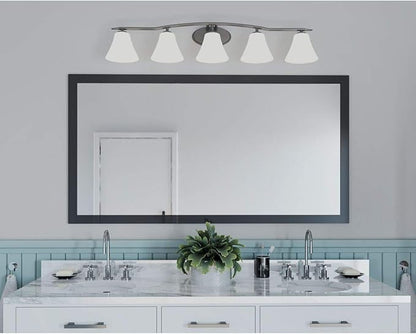 Progress Lighting P2016-09 Bravo 5-Lt. Bath and Vanity Fixture with Etched glass shades,Brushed Nickel