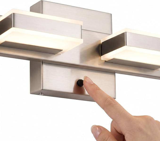 mirrea 24" 4 Light 3CCT LED Brushed Nickel Bathroom Vanity Light Fixture | Over Mirror,Bathroom lighting,3000K/4000K/5000K ,Dimmable,Rust-resistant,Moisture-resistant,Acrylic shade,Wall Mount