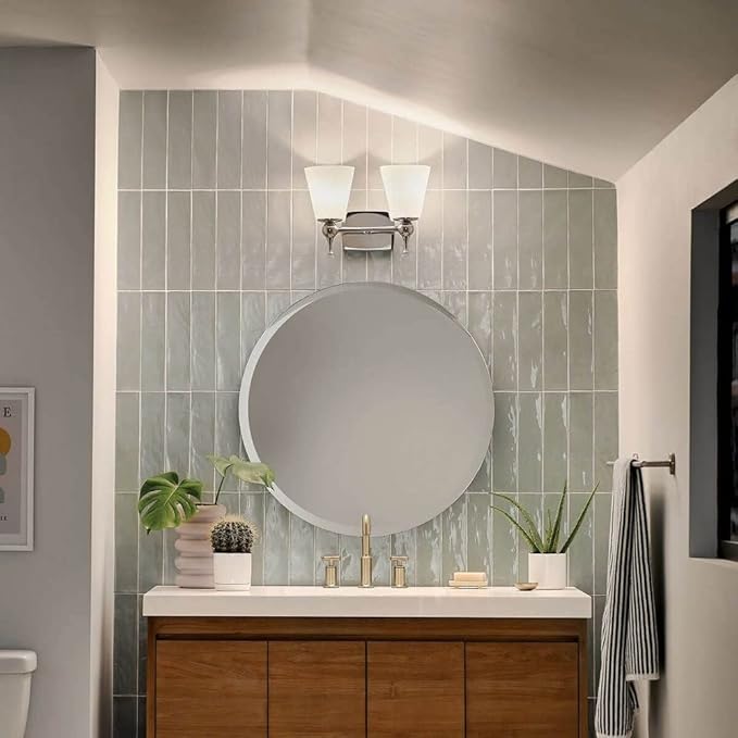 Kichler Cosabella 15 Inch 2 Light Vanity Light with Satin Etched Case Opal in Black