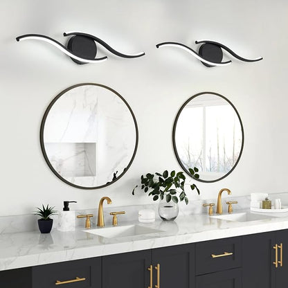 Black Bathroom Light Fixtures Over Mirror, 24 Inch Modern Bathroom Vanity Light Bar 96 LED Beads, 1300LM Brightness 5 Color, Vanity Lighting Fixture for Bathroom, Led Bathroom Sconces, UL & FCC Cert.