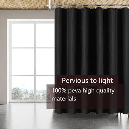Black Shower Curtain Liner, 4G PEVA Shower Liner, Plastic Waterproof Shower Curtains, 72x72 inch with Grommet Holes 3 Magnetic Weights(Black)
